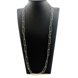 Jane Diaz Sterling Silver Paper Clip Handmade Chain Necklace
